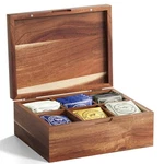 Acacia Wood Tea Bag Sugar Organizer Chest Storage Box Lid 6 Compartments Set. Fixed Price $39.12.