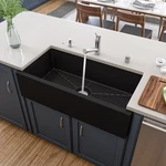 36" Black Matte Reversible Smooth / Fluted Single Bowl Fireclay Farm Sink. Fixed Price $902.68.