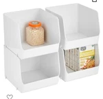 Mdesign Plastic Stackable Xl Food Storage Organizer 4 Pack White Kitchen Pantry. Fixed Price $38.00.