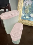 Set Of Tupperware Spice Shaker Modular Mates 1843-27, 1846-22 Pink Lid. Fixed Price $15.00.
