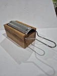 Italian Olive Wood Grater Box Handmade Stainless Steel Parmesan Cheese.. Fixed Price $18.95.