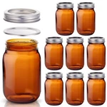 Norme 8 Pieces Amber Mason Jars 16 Oz Glass With Airtight Lid.... Fixed Price $36.18.
