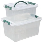 Uumitty Clear Storage Latch Box/bin, 2-PACK Plastic 14 & 7QT, White. Fixed Price $32.49.