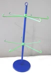 Metal 10 Coffee Cup Mug 17" Rotating Rack Blue Green Self Standing Farm Cottage. Fixed Price $19.95.