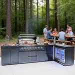 157" 6-BURNER Outdoor Kitchen Barbecue Island Grill 96000 Btu With Cooler & Sink. Fixed Price $8499.00.