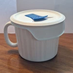 Vtg Corning Ware 20 Oz Meal Mug French White Vented Lid 5X4 Micro/oven Safe F22. Fixed Price $24.00.