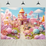 7X5FT Candyland Backdrop Fantasy Sweet Castle Photography Background Girls. Fixed Price $32.99.
