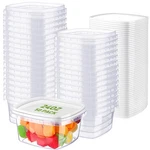 50 Pcs 24 Oz Deli Containers With Lids - Stackable Clear Square Food Storage .... Fixed Price $57.19.