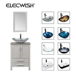 24" Modern Bathroom Vanity Cabinet Vessel Sink Set W/ Drawer Mirror Faucet Drain. Fixed Price $219.99.