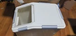 Hanamya 32 Liter Rice Storage Container With Wheels & Measuring Cup White Gray. Fixed Price $48.00.