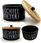 Wooden Coffee Filter Holder With Lid-rustic Storage Container And Black. Fixed Price $28.46.