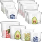 Reusable Storage Bag, 12 Pack 100% Silicone Food Bags Stand Up Zip Lock. Fixed Price $62.86.