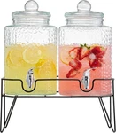Beverage Dispenser W/stand Set Of 2, 1.5 Gallon Large Countertop Glass Drink .... Fixed Price $123.99.