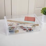 Martha Stewart Brody Desk Organizer With 2 Drawers, Stackable Set Of 1, Clear. Fixed Price $15.00.