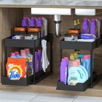 Meafbird 2-TIER Under Sink Organizer With Sliding Baskets, Pack (black). Fixed Price $30.99.