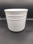"white" Le Creuset 2.75 Quart Large Utensil Crock Stoneware 6" Tall 2.3. Fixed Price $75.00.