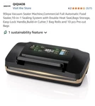 Qiqiaob SV608 Black Low Noise 95KPA Powerful Suction Vacuum Sealer Machine. Fixed Price $89.99.