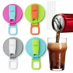 4 Pack Soda Can Lids With Silicone Straw, Reusable Covers To Keep Ca.... Fixed Price $14.56.