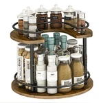 Liaisimi Lazy Susan ORGANIZER,2-TIER Spinning Spice Vintage Wood Color. Fixed Price $56.17.