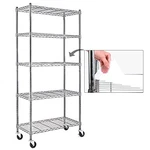 Ezpeaks Chrome 5-SHELF Shelving Unit On 3'' Wheels With Liners Set Of 5,. Fixed Price $65.01.