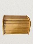 Wood Roll Bread Box Tambour Door Kitchen Storage Countertop Honey Oak. Fixed Price $32.99.