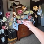 Vtg Painted Floral Metal Wall 5 Hook Rack Toleware Cottagecore Shabby 20" Nos. Fixed Price $24.99.