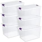 Sterilite 66 Quart Clear Plastic Latching Handle Storage Container Tote, Pack. Fixed Price $98.79.