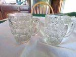 Vintage Winston Set Of 2 Dimpled Clear Glass 16OZ Beer Mug With Handle.. Fixed Price $22.00.