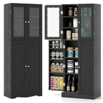 63.5" Tall Kitchen Pantry Cabinet & 2 Double Tempered Glass Door 7 Storage Shelf. Fixed Price $129.99.
