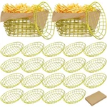 24 Pcs Gold Wire Bread Basket With 100 Sheets Deli Wrappers Paper 9.5 6.2 X.... Fixed Price $95.74.