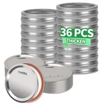 Esuduky 36PCS Mason Jar With Rings 18LIDS + 18RING Wide Mouth, Silver. Fixed Price $11.89.