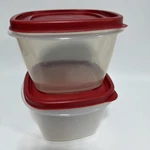 Set 2 Rubbermaid 7J63 Food Storage Containers Cup Red Lids 7J64. Fixed Price $19.99.