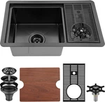 Aguastella Gunmetal Blk Bar Sink Stainless Steel Undermount With Glass Riser. Fixed Price $350.00.