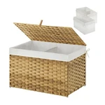 Storage Basket With Lid Handwoven Large Shelf Cotton Liner Metal. Fixed Price $43.56.