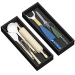 Kitchen Drawer Organizer Tray, Stackable Black Bamboo For La.... Fixed Price $44.24.
