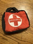 First Aid Kit Pouch/box/bag Empty Zipper Red/black Soft Side Johnson (emergency). Fixed Price $28.00.