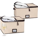 Holdn Storage Wine Glass Box W/ Dividers Stemware Holder 2 Pack Beige. Fixed Price $51.99.