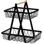 Dicunoy Metal Storage Basket With Handles, 2 Tier Wire Snack Organizer Black. Fixed Price $25.99.