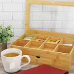 13 8 Inch Bamboo Tea Box Organizer With Acrylic Top Window. Fixed Price $25.71.