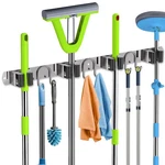 Mop Broom Holder Wall Mount, Silver Stainless Steel Tool Storage Organizer Fo.... Fixed Price $25.16.