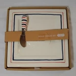 Mud Pie Cheese Plate/knife Set Red/white/blue 'whalecome' Nautical Coastal. Fixed Price $14.99.