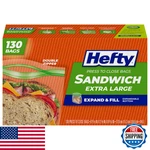 Hefty Xl Press Close Plastic Sandwich Expand Fill Food Storage Bags 130. Fixed Price $9.99.