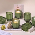 Devi 7OZ Empty Green Ribbed Glass Candle Jars - Set Of 8, Contai.... Fixed Price $38.30.