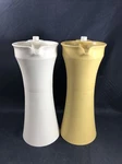 Tupperware 1246 & 1249 Cruets Oil Vinegar, Dressing Harvest Gold Cream Vg. Fixed Price $15.81.