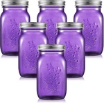 6 Pack 32 Oz Mason Jars With Lids Wide Mouth Colored Canning Glass Conta.... Fixed Price $48.18.