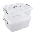 Dehouse 8 Clear Storage Latch Box, 2-PACK Plastic Lidded Bins. Fixed Price $31.96.