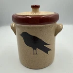 Park Designs Black Crow Collection Pottery Hand Painted Stoneware Crock W/ Lid. Fixed Price $20.00.