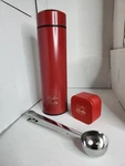 Drink & Coffee Smart Cup Thermos With Built-in Thermometer W/ Tea Tin And Spoon. Fixed Price $13.99.