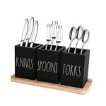 Chonic Farmhouse Silverware Holder Rustic Wood Caddy With Tray Spo.... Fixed Price $34.55.