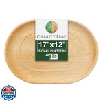 Charity Leaf Disposable Palm 17 X 12 Trays 25 Pieces Bamboo Like Serving. Fixed Price $132.94.